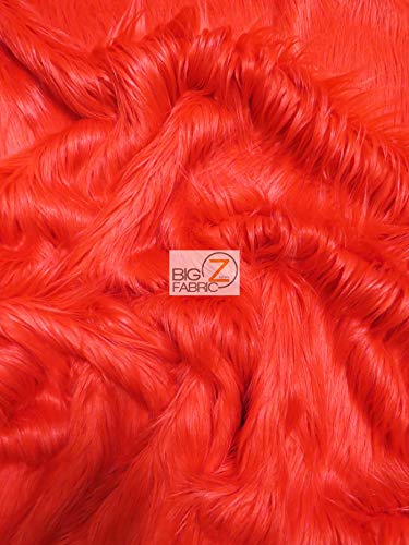 Faux Fake Fur Solid Gorilla Animal Long Pile Fabric / Red / Ecoshag 15 Yard Bolt