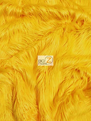 Faux Fake Fur Solid Gorilla Animal Long Pile Fabric / Yellow / Ecoshag 15 Yard Bolt