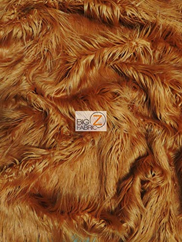 Faux Fake Fur Solid Gorilla Animal Long Pile Fabric / Amber / Ecoshag 15 Yard Bolt