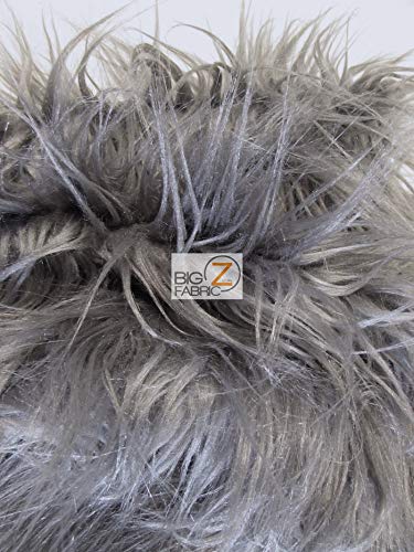 Faux Fake Fur Solid Gorilla Animal Long Pile Fabric / Pewter / Ecoshag 15 Yard Bolt