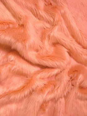 Papaya Solid Shaggy Long Pile Faux Fur Fabric / Sold By The Yard (SECOND QUALITY GOODS)