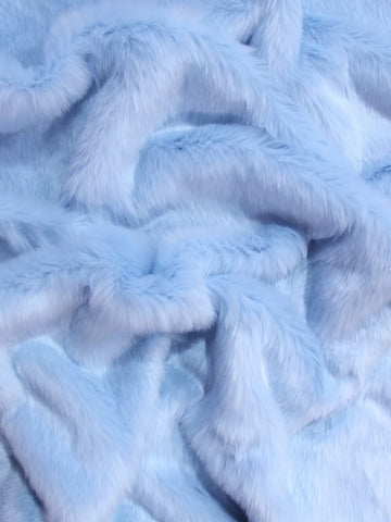 Baby Blue Short Shag Faux Fur Fabric / Sold By The Yard (SECOND QUALITY GOODS)