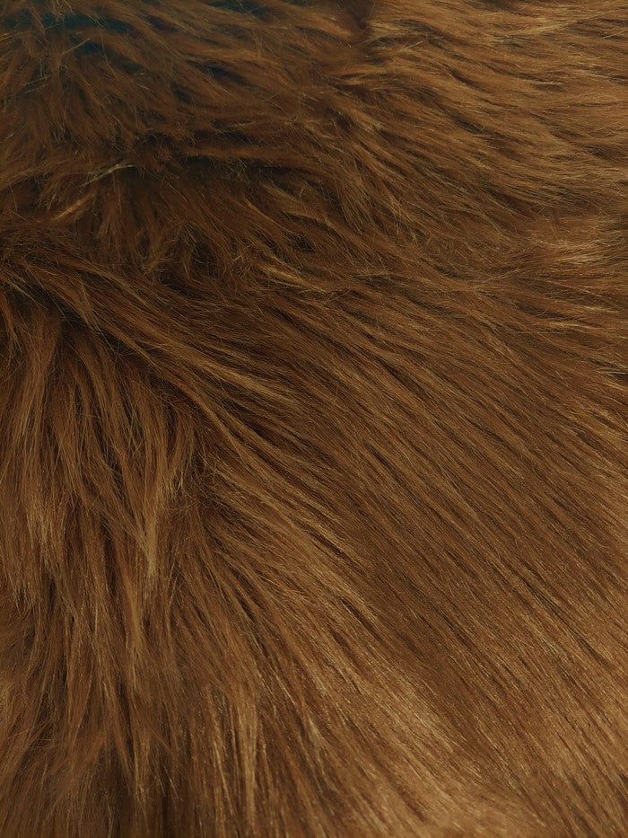 Cafe Solid Shaggy Long Pile Faux Fur Fabric / Sold by The Yard (Second Quality Goods)