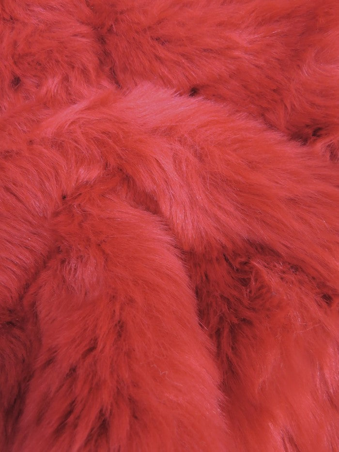 Short Shag Faux Fur Fabric / Scarlet Red / Sold By The Yard (Second Quality Goods)