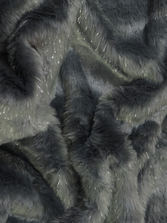 Charcoal Silver - Tinsel Tip Short Shag Faux Fur