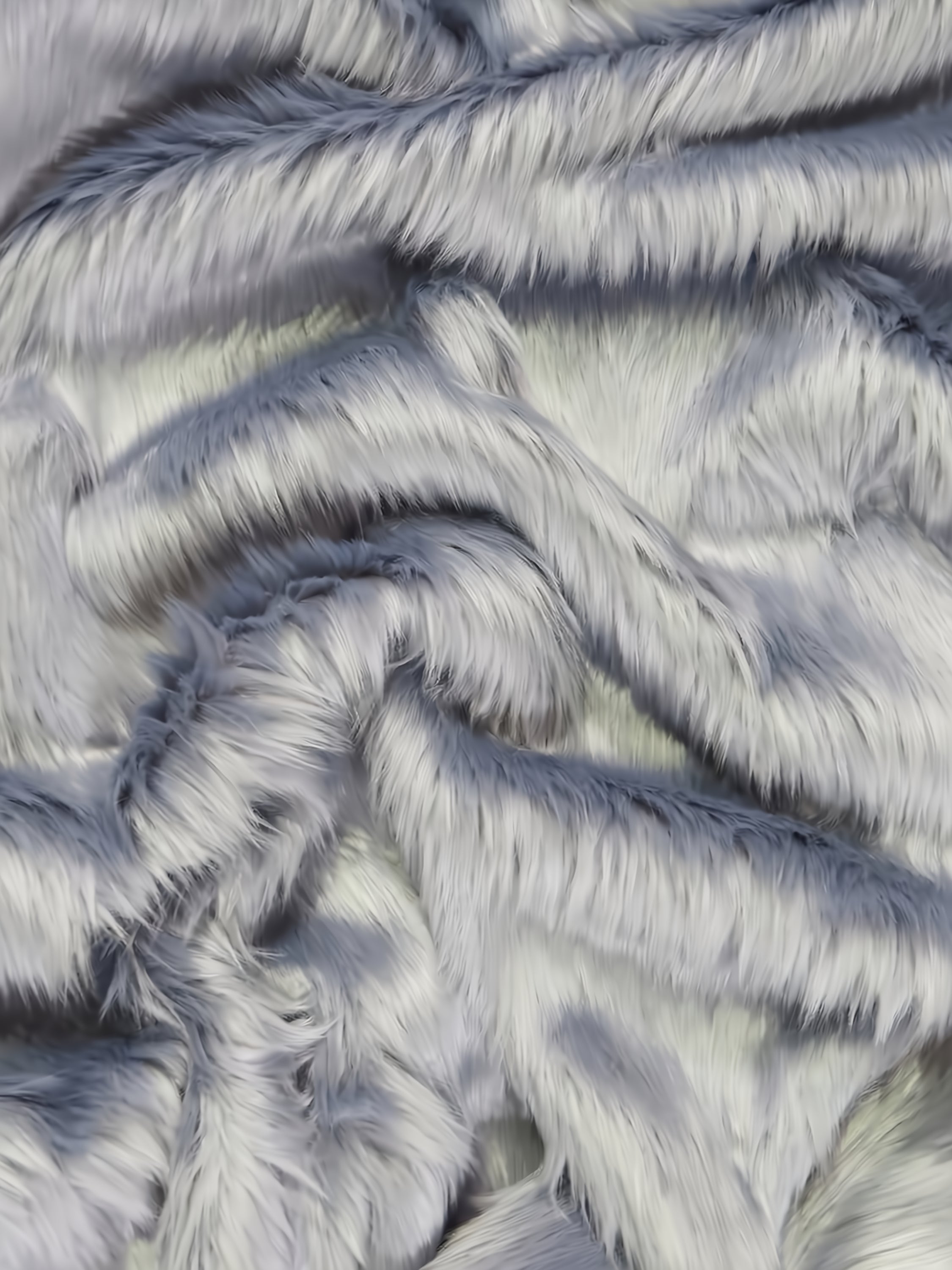 Shadow Blue Solid Shaggy Long Pile Faux Fur Fabric / Sold By The Yard (Second Quality Goods)