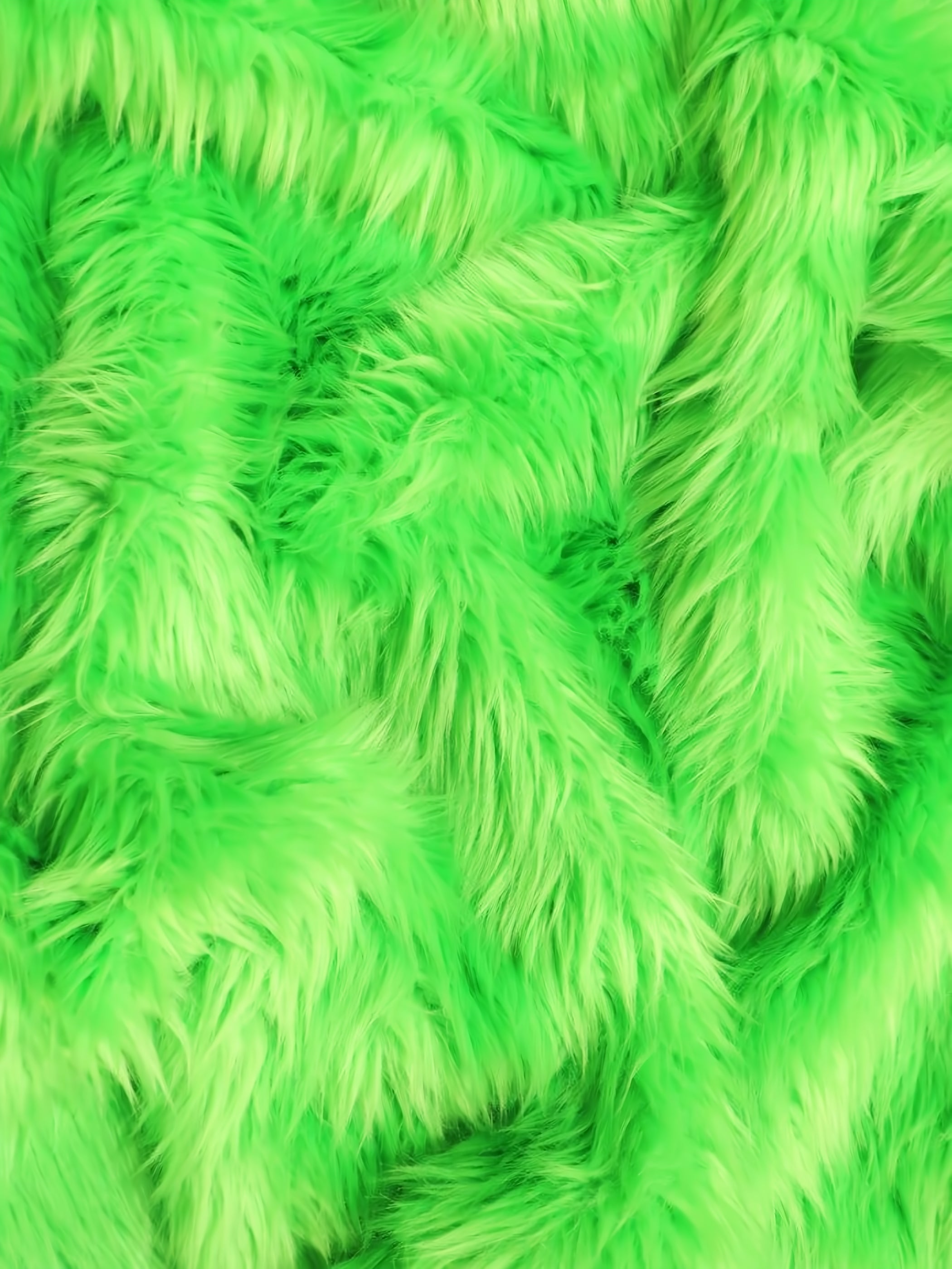 Spring Green Solid Shaggy Long Pile Faux Fur Fabric / Sold By The Yard/ 15 Yard Bolt