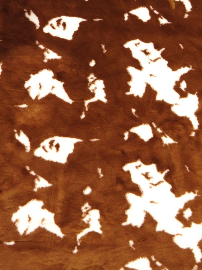 Rust/White Half Shag Faux Fur Fabric (Cow)(Knit Backing) / Sold By The Yard - 0