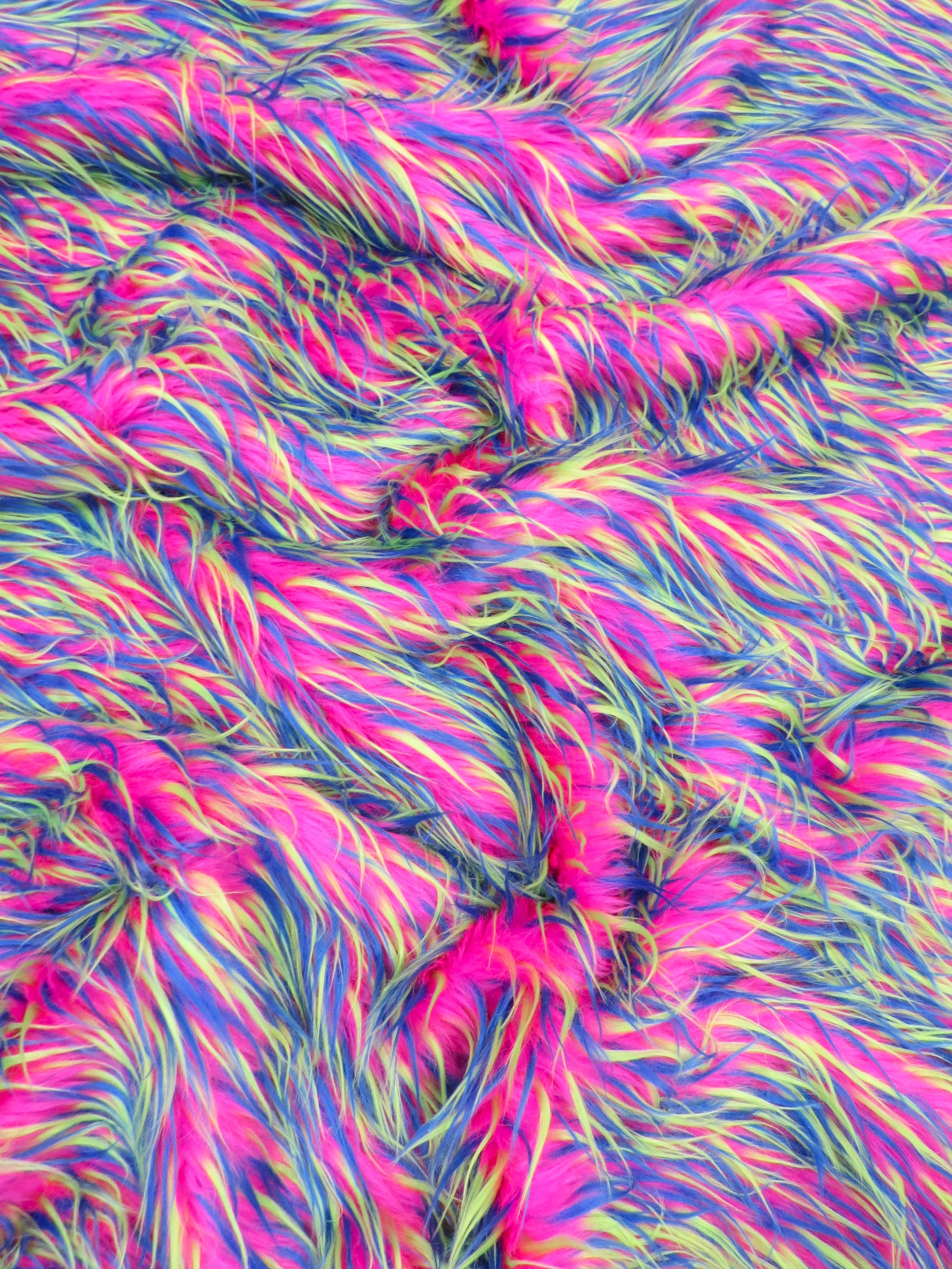 2 and 3 Tone Spiked Shaggy Long Pile Faux Fur Fabric / Sold by The Yard