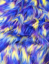 3 Tone Rainbow Shaggy Long Pile Faux Fur Fabrics / Sold by The Yard
