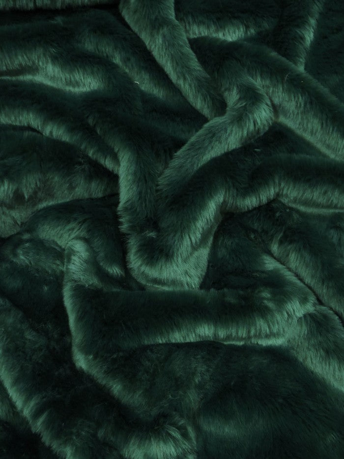 Short Shag Faux Fur Fabric / Hunter Green / Sold By The Yard