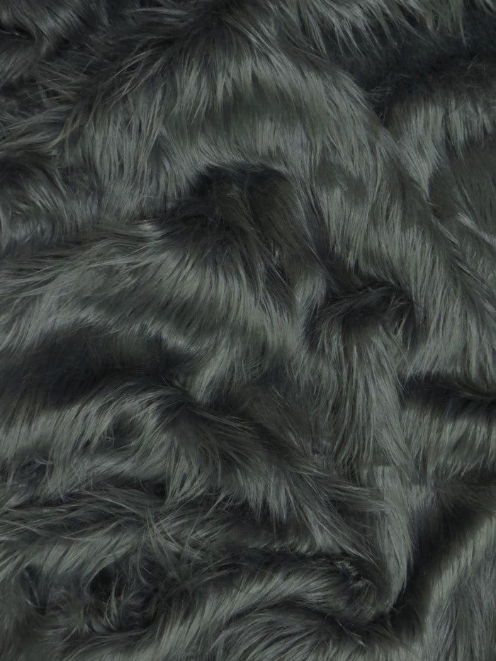 Charcoal Solid Gorilla Animal Long Pile Faux Fur Fabric / Sold By The Yard