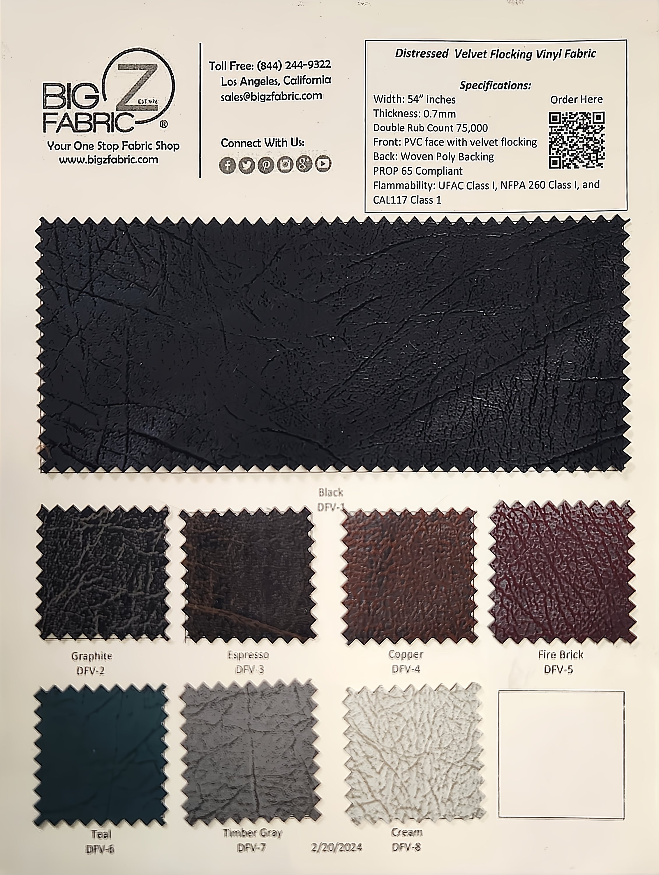 Distressed Pvc Distressed Velvet Flocking Vinyl Color Card | Big Z Fabric
