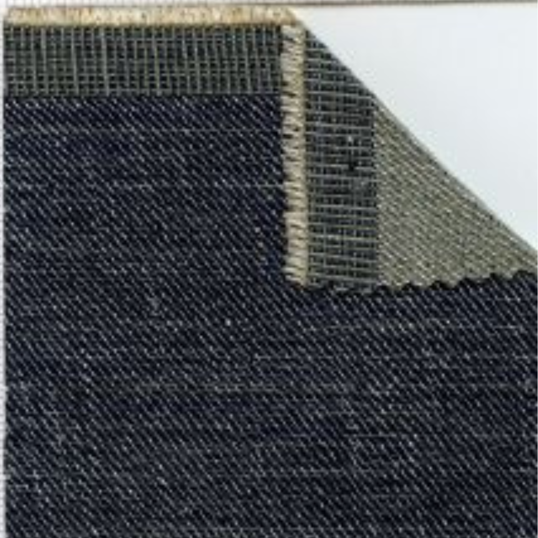 Indigo/Natural/Drab Twisted-Yarn Linen-Blend Denim