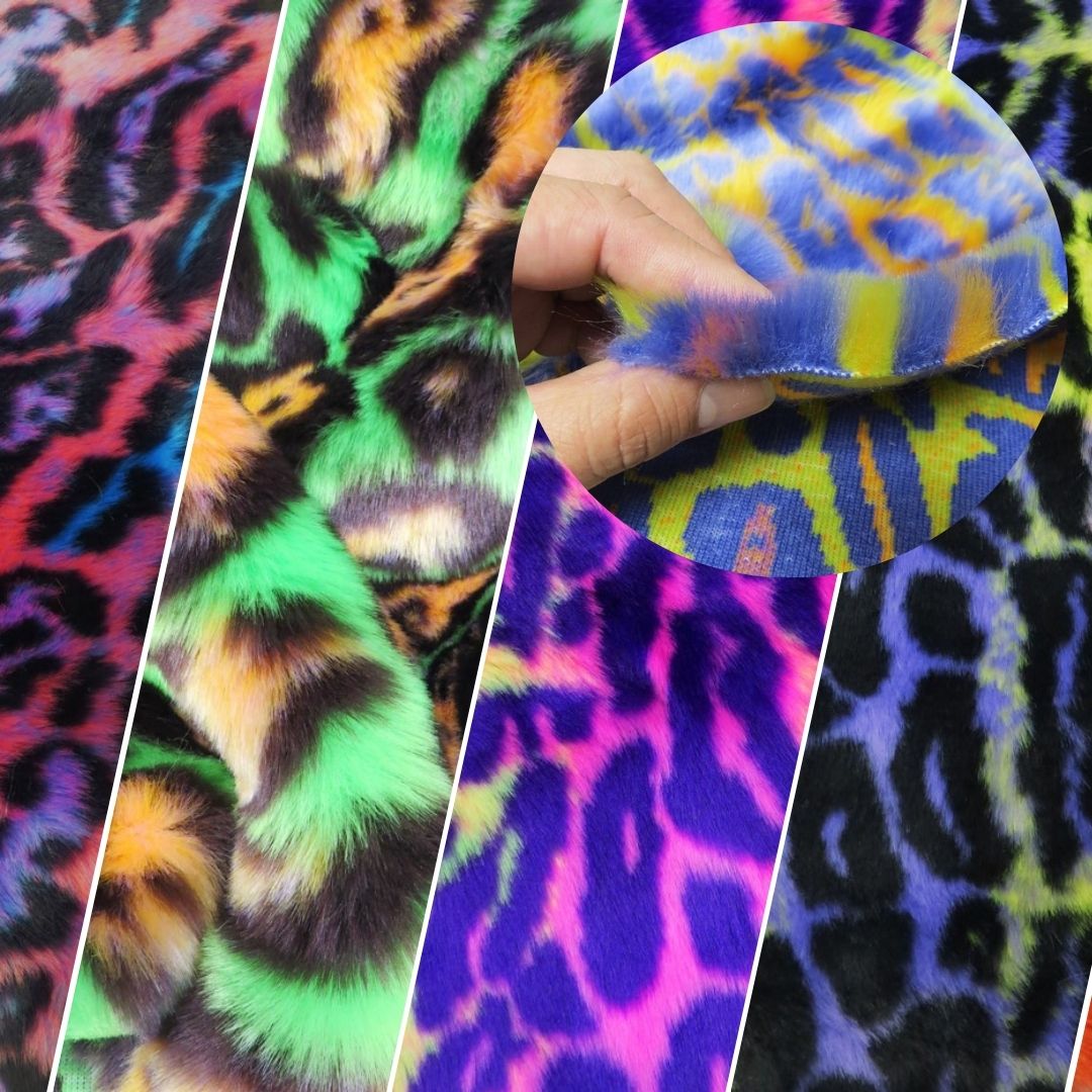 Ecoshag Hippie Jaguar Faux Fur Fabric / Summer Sunset