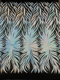 Phoenix Feather Sequin Stretch Mesh Fabric / Sold by the Yard
