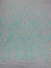 BIG DAMASK SEQUIN ON STRETCH MESH FABRIC (By The Yard)
