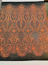 SMALL SEQUIN DAMASK ON STRETCH MESH FABRIC (By The Yard)