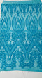 BIG DAMASK SEQUIN ON STRETCH MESH FABRIC (By The Yard)