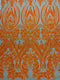 BIG DAMASK SEQUIN ON STRETCH MESH FABRIC (By The Yard)