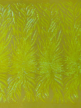 Phoenix Feather Sequin Stretch Mesh Fabric / Sold by the Yard