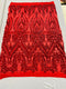 BIG DAMASK SEQUIN ON STRETCH MESH FABRIC (By The Yard)