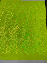Phoenix Feather Sequin Stretch Mesh Fabric / Sold by the Yard