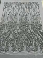BIG DAMASK SEQUIN ON STRETCH MESH FABRIC (By The Yard)