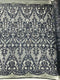 Heart Damask Iridescent Sequin Stretch Mesh Fabric / Sold by the Yard