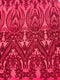 BIG DAMASK SEQUIN ON STRETCH MESH FABRIC (By The Yard)