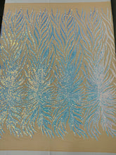 Phoenix Feather Sequin Stretch Mesh Fabric / Sold by the Yard