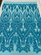 BIG DAMASK SEQUIN ON STRETCH MESH FABRIC (By The Yard)