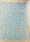 Heart Damask Iridescent Sequin Stretch Mesh Fabric / Sold by the Yard