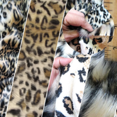 Leopard Cheetah Animal Long Pile Faux Fur Fabric / Sold By The Yard