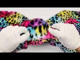 Rainbow Leopard Animal Faux Fur Fabric - 0