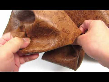Brown Vintage Western Floral Pu Leather Fabric / Sold By The Yard - 0