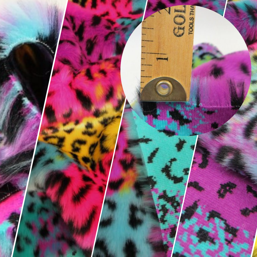 Rainbow Leopard Animal Faux Fur Fabric