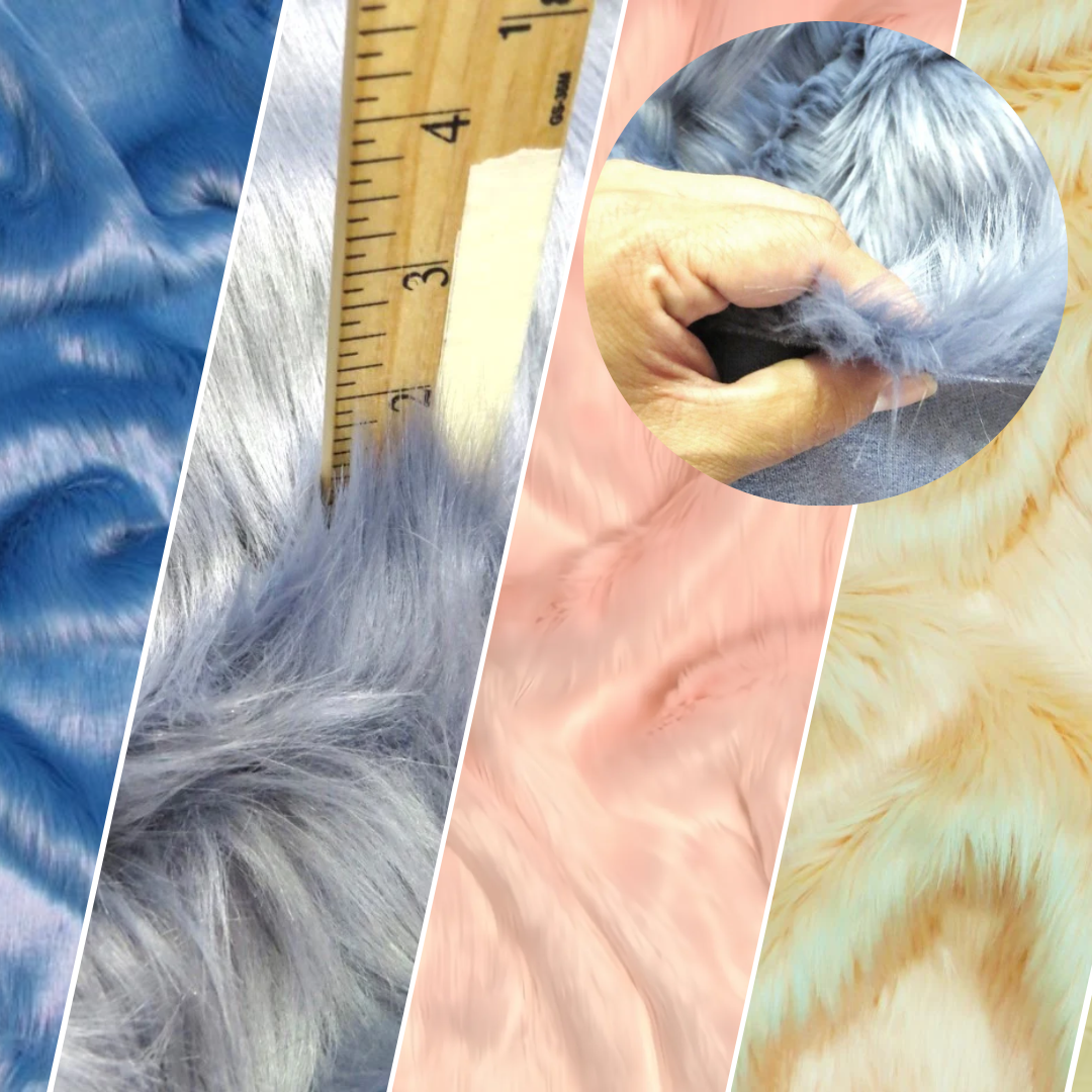 Electric Blue Solid Shaggy Long Pile Faux Fur Fabric / Sold by The Yard