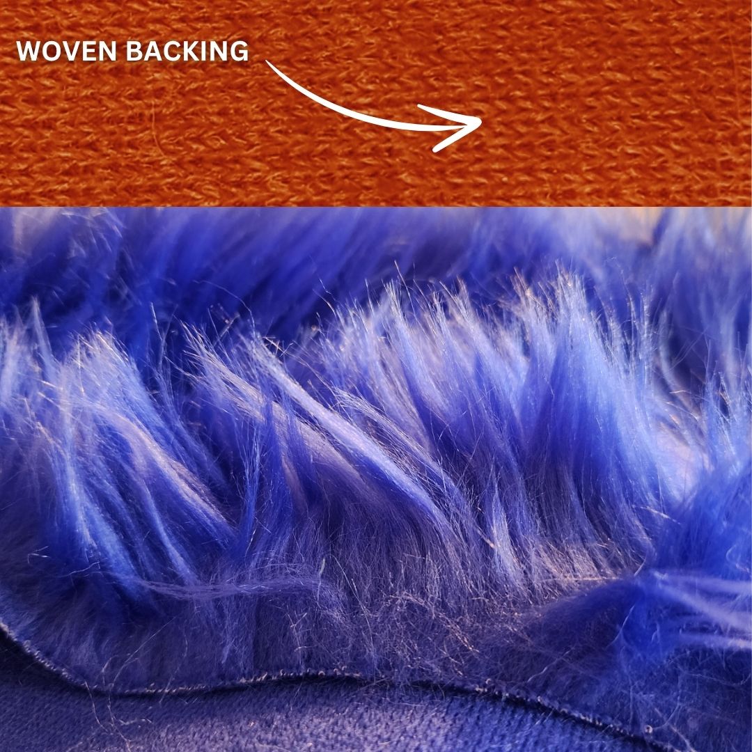 Electric Blue Solid Shaggy Long Pile Faux Fur Fabric / Sold by The Yard