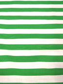 Poly Cotton 1 Inch Stripe Fabric / Kelly Green/White / 50 Yard Bolt-1