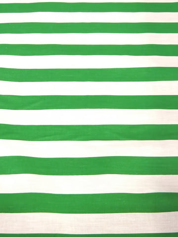 Poly Cotton 1 Inch Stripe Fabric / Kelly Green/White / 50 Yard Bolt