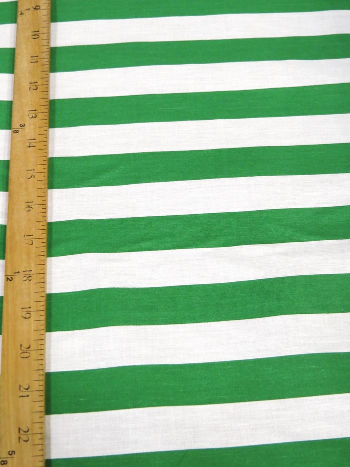 Poly Cotton 1 Inch Stripe Fabric / Kelly Green/White / 50 Yard Bolt