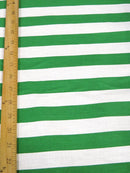 Poly Cotton 1 Inch Stripe Fabric / Kelly Green/White / 50 Yard Bolt-2