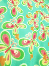 Fleece Printed Fabric / Summer Butterflies Aqua / Sold By The Yard