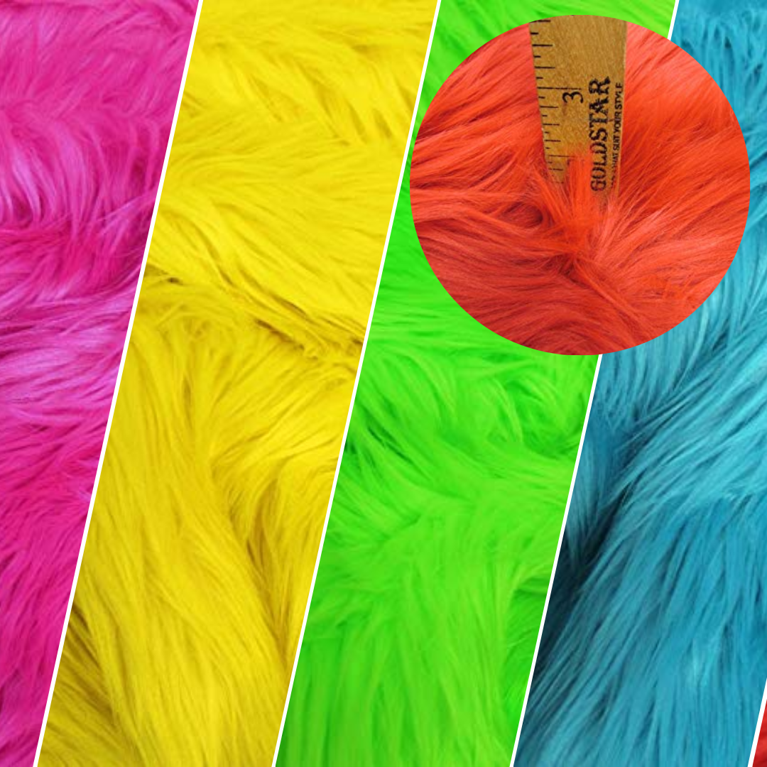Neon Pink UV Reactive Solid Shaggy Faux Fur Fabric / Sold By The Yard