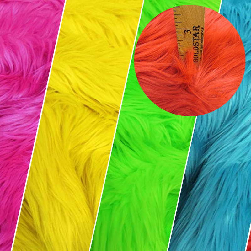 UV Reactive Solid Shaggy Faux Fur Fabric / Sold By The Yard