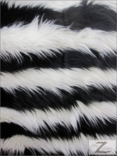 2 Two Tone Striped Long Pile Faux Fur Fabric / Sold By The Yard