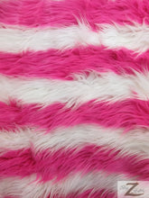 2 Two Tone Striped Long Pile Faux Fur Fabric / Sold By The Yard