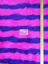 2 Two Tone Striped Long Pile Faux Fur Fabric / Sold By The Yard