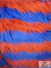 2 Two Tone Striped Long Pile Faux Fur Fabric / Sold By The Yard